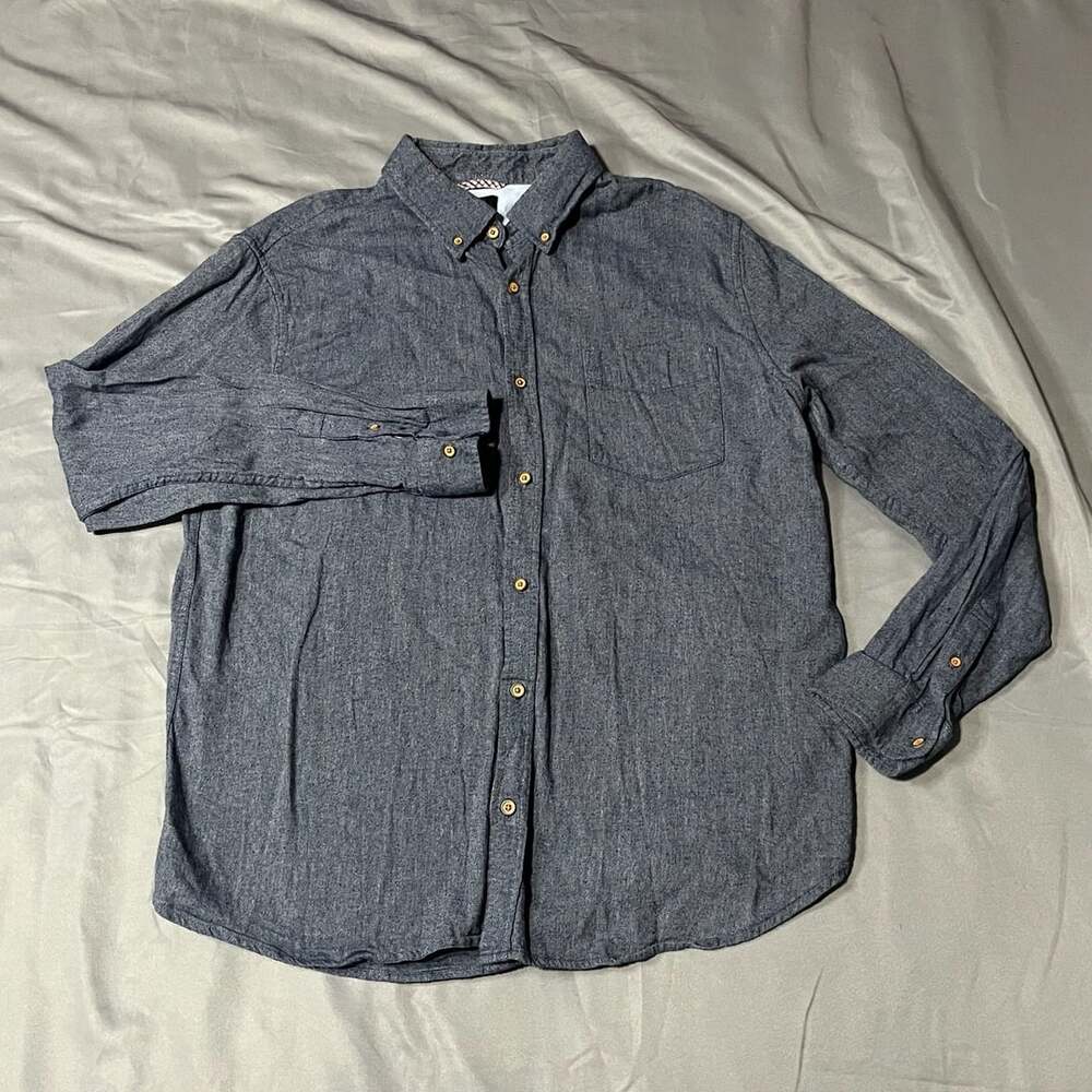 Ben Sherman Dark Gray Chambray Long Sleeve Button Down Shirt XL